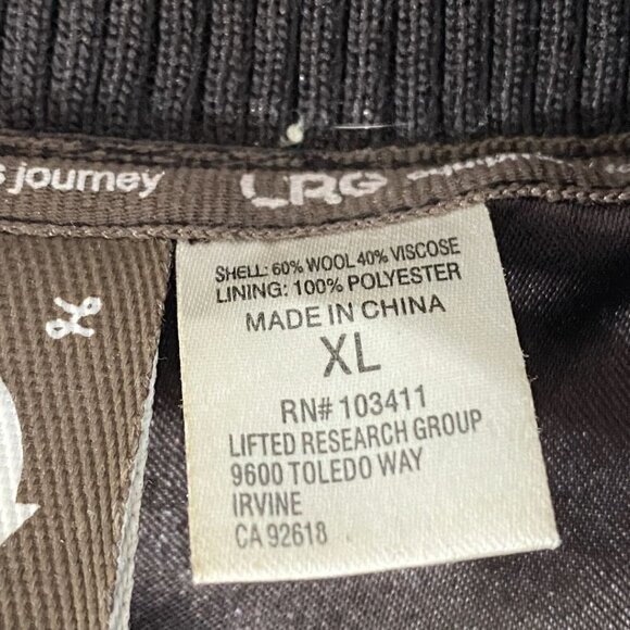 LRG MEN'S BROWN THE NATURAL WOOL BLEND EMBROIDERED VARSITY JACKET - XL - Picture 8 of 13